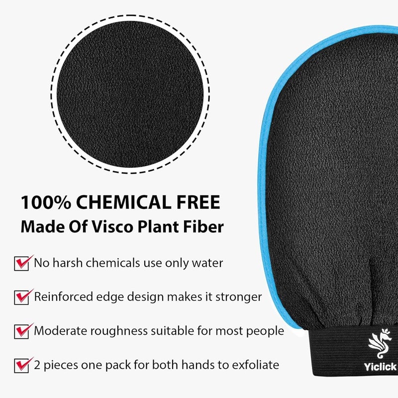 Fundrem Exfoliating Gloves 2 Pcs, Exfoliating Body Scrubber for Bath Shower Exfoliation, Body Scrub Exfoliator Loofah Sponge for Dead Skin Remover, Korean Exfoliating Mitt (Browm) - Image 3